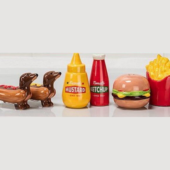 Ketchup & Mustard Ceramic Salt & Pepper Shakers Set - Picture 4 of 6